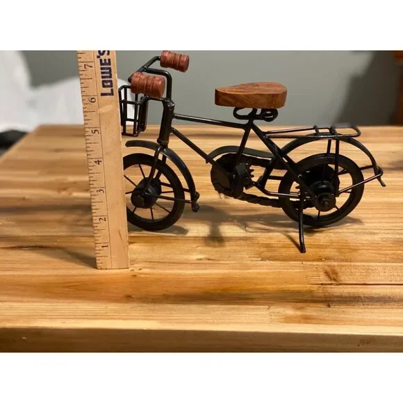Bicycle Figurine With Wood and Metal Accents Moving Parts Bicycle Decoration - Picture 6 of 7